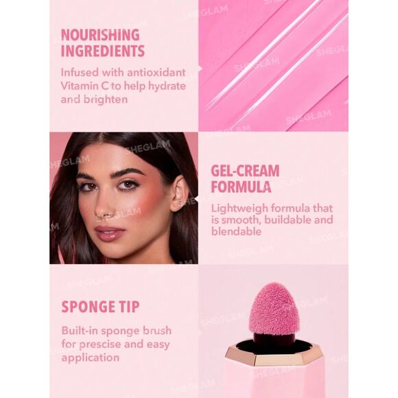 SHEGLAM Liquid Blush “On Point” | Hot Berry Pink | Matte Gel-Cream Formula - Picture 5 of 11